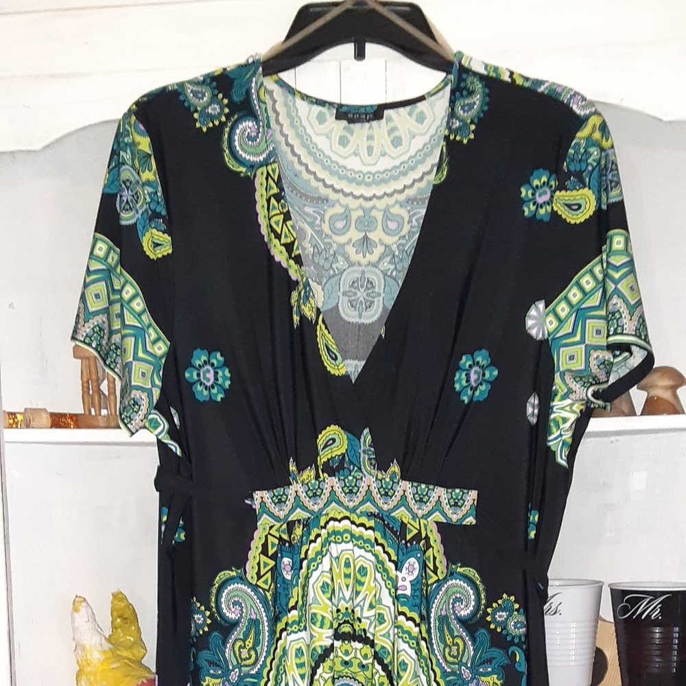 Green and Black Dress with Ties